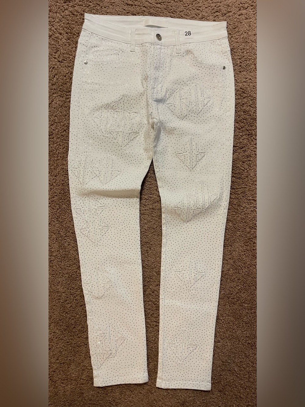 KDNK White Embellished Skinny Jeans NWOT